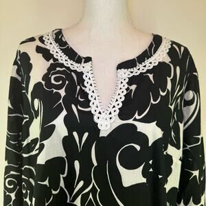 Vince Camuto Women's Blue Floral Flutter Sleeve with Tank Underlay Top Blouse L